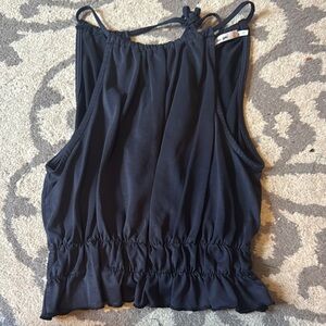 Francesca's Collections Black Gathered Tank Top